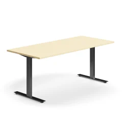 Työpöytä QBUS Suora pöytälevy, 1800x800 mm, T-jalusta, musta jalusta, koivu