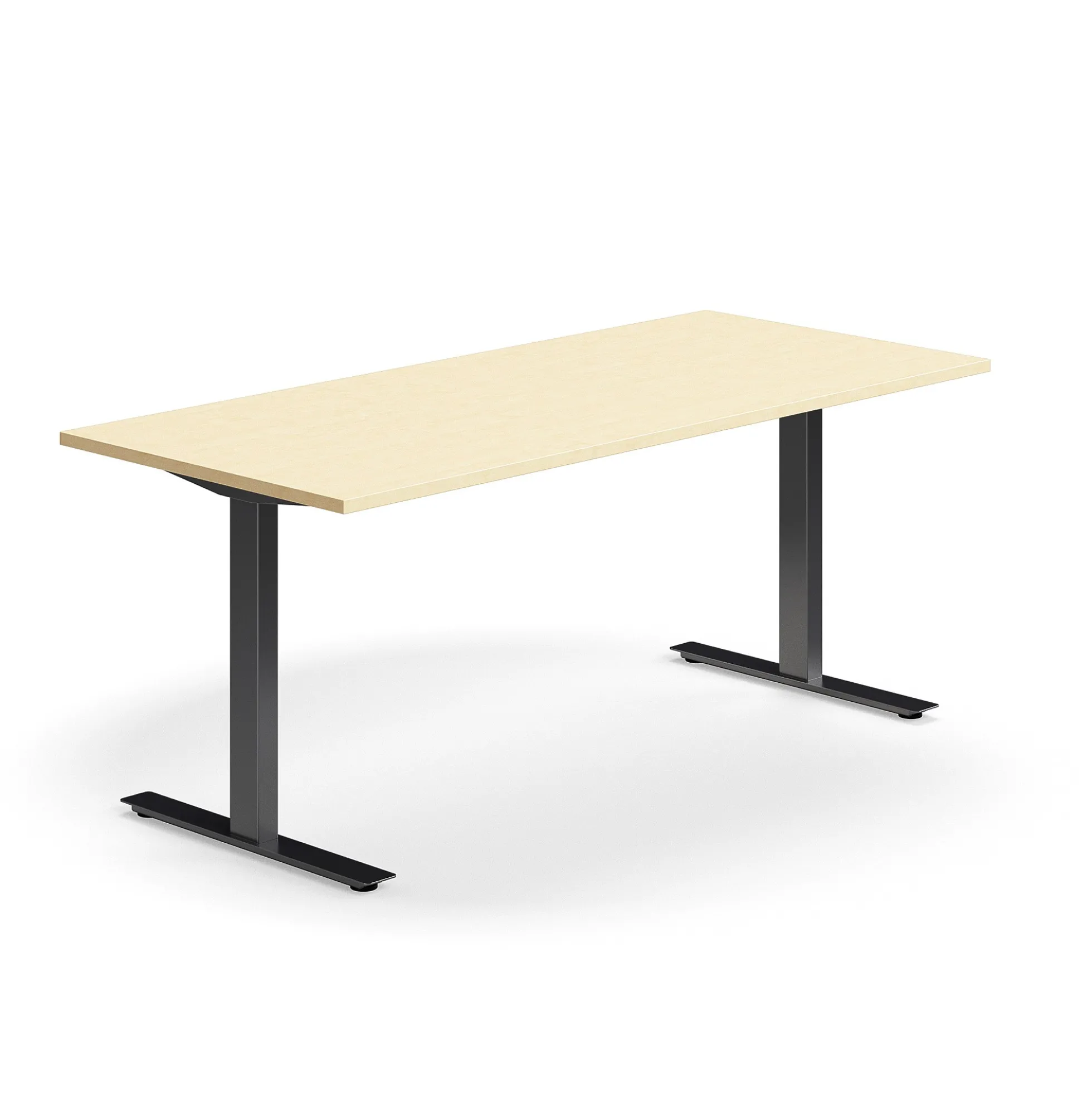 Työpöytä QBUS Suora pöytälevy, 1800x800 mm, T-jalusta, musta jalusta, koivu