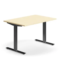 Työpöytä QBUS Suora pöytälevy, 1200x800 mm, T-jalusta, musta jalusta, koivu