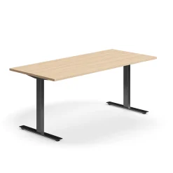 Työpöytä QBUS Suora pöytälevy, 1800x800 mm, T-jalusta, musta jalusta, tammi