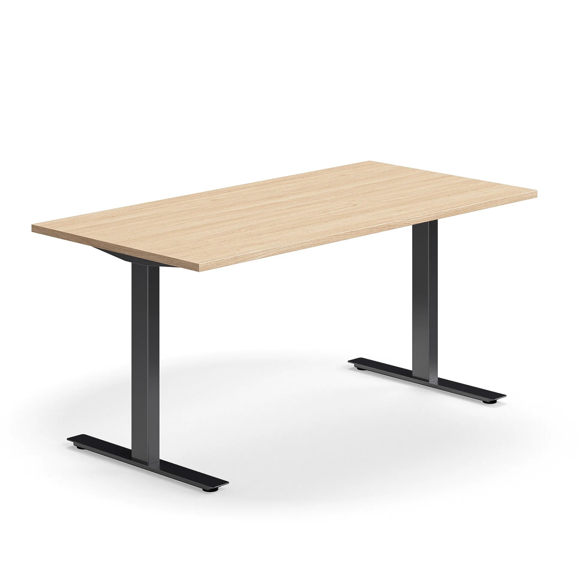 Työpöytä QBUS Suora pöytälevy, 1600x800 mm, T-jalusta, musta jalusta, tammi
