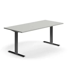 Työpöytä QBUS Suora pöytälevy, 1800x800 mm, T-jalusta, musta jalusta, vaaleanharmaa