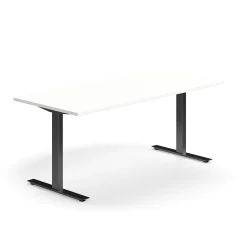Työpöytä QBUS Suora pöytälevy, 1800x800 mm, T-jalusta, musta jalusta, valkoinen