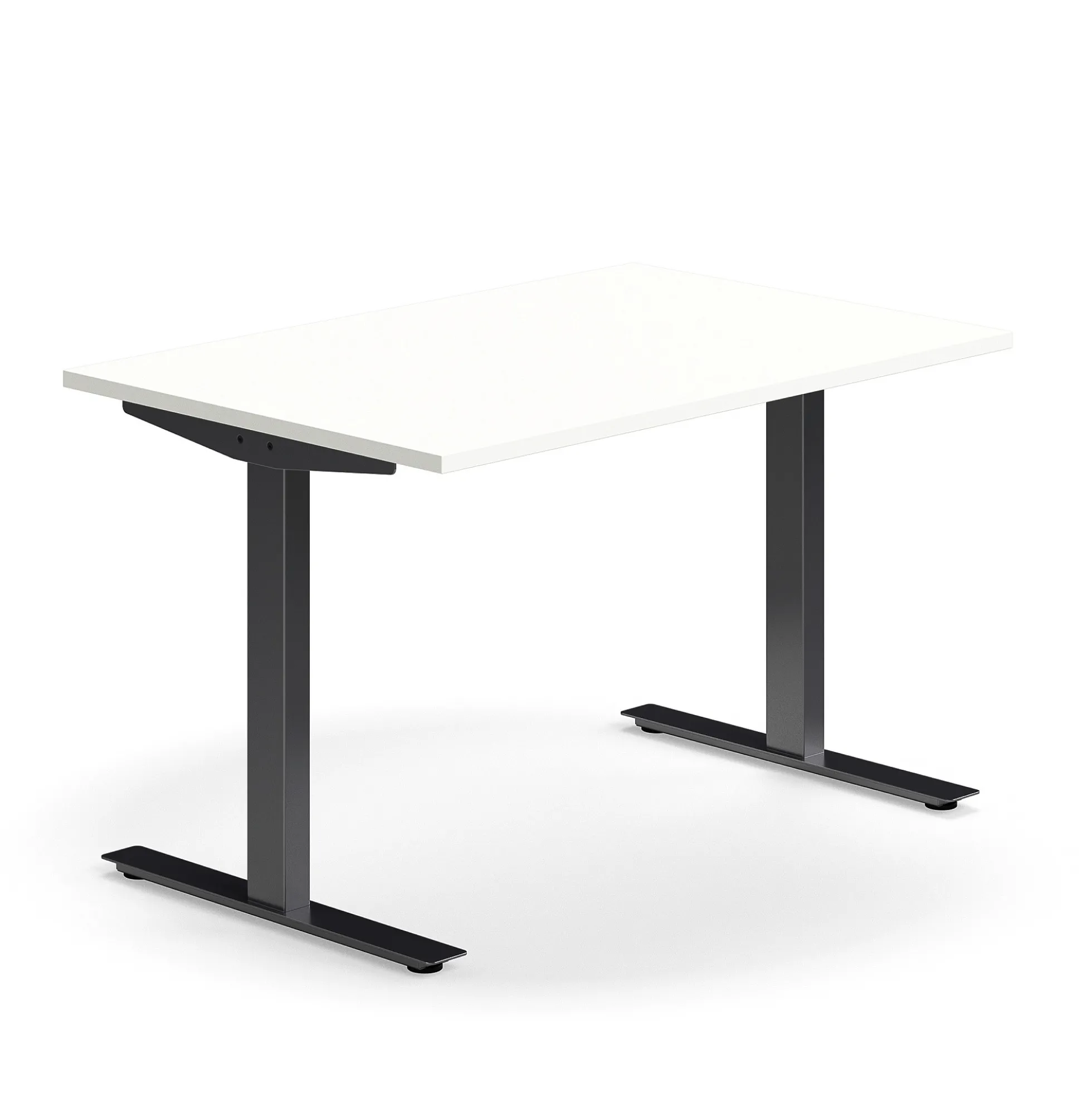Työpöytä QBUS Suora pöytälevy, 1200x800 mm, T-jalusta, musta jalusta, valkoinen
