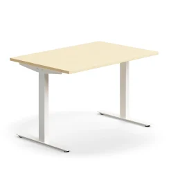 Työpöytä QBUS Suora pöytälevy, 1200x800 mm, T-jalusta, valkoinen jalusta, koivu