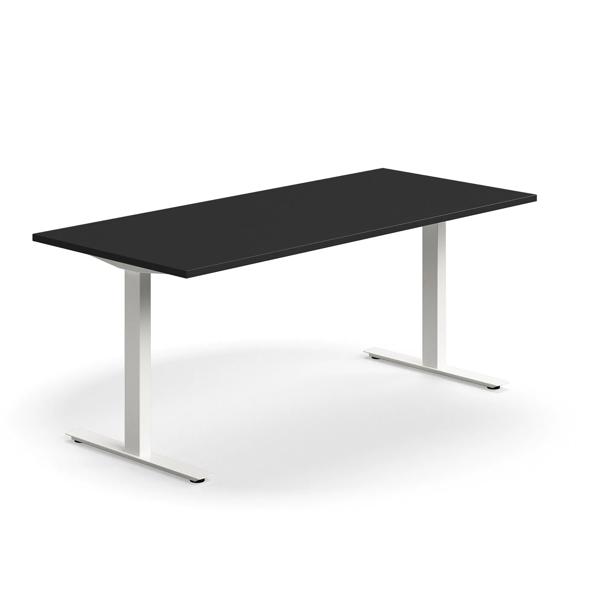 Työpöytä QBUS Suora pöytälevy, 1800x800 mm, T-jalusta, valkoinen jalusta, musta