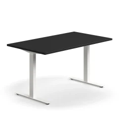 Työpöytä QBUS Suora pöytälevy, 1400x800 mm, T-jalusta, valkoinen jalusta, musta