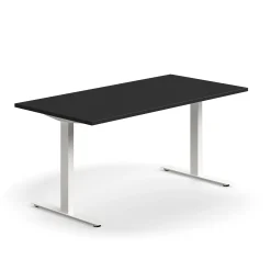 Työpöytä QBUS Suora pöytälevy, 1600x800 mm, T-jalusta, valkoinen jalusta, musta