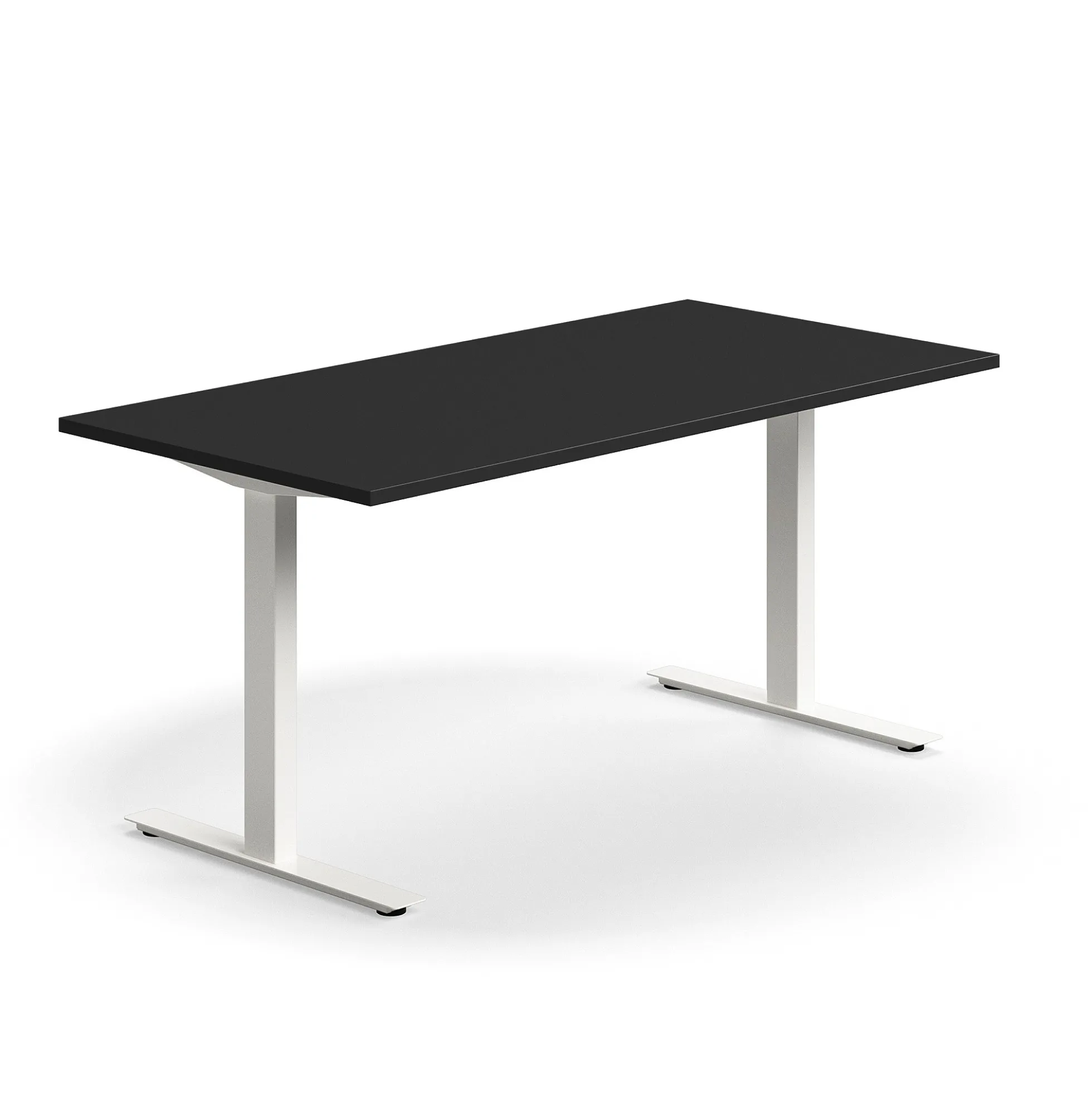 Työpöytä QBUS Suora pöytälevy, 1600x800 mm, T-jalusta, valkoinen jalusta, musta