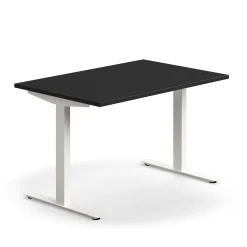 Työpöytä QBUS Suora pöytälevy, 1200x800 mm, T-jalusta, valkoinen jalusta, musta