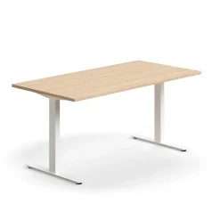 Työpöytä QBUS Suora pöytälevy, 1600x800 mm, T-jalusta, valkoinen jalusta, tammi