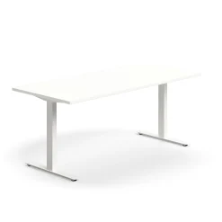 Työpöytä QBUS Suora pöytälevy, 1800x800 mm, T-jalusta, valkoinen jalusta, valkoinen
