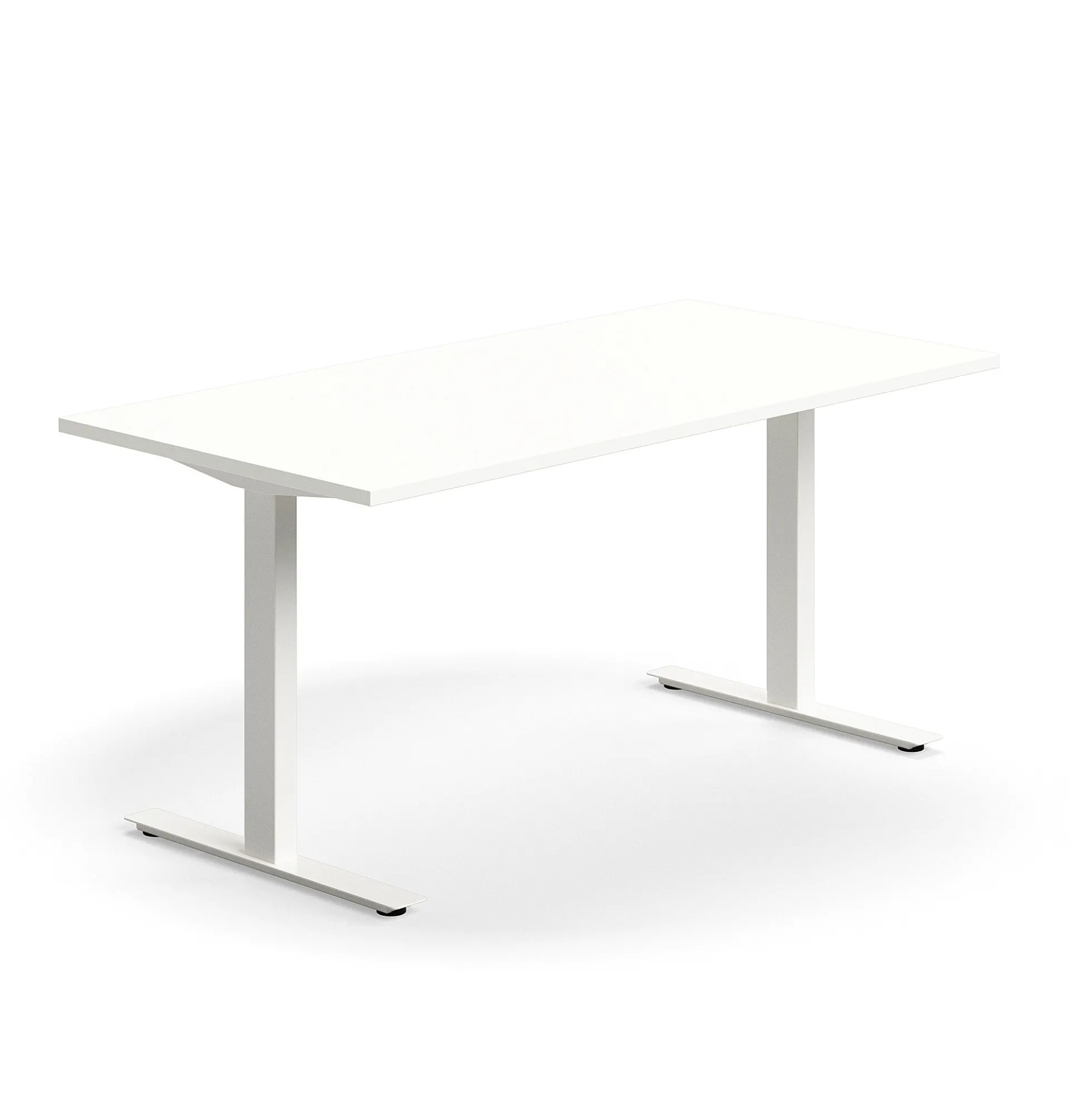 Työpöytä QBUS Suora pöytälevy, 1600x800 mm, T-jalusta, valkoinen jalusta, valkoinen