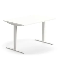 Työpöytä QBUS Suora pöytälevy, 1200x800 mm, T-jalusta, valkoinen jalusta, valkoinen