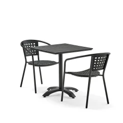 Ulkokalusteryhmä PIAZZA + CAPRI 1 neliskulmainen pöytä + 2 tuolia, musta