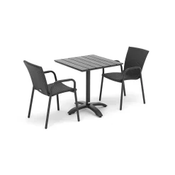 Ulkokalusteryhmä VIENNA + PIAZZA 1 pöytä + 2 rottinkituolia, musta