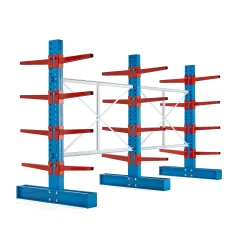 Ulokehyllykokonaisuus EXPAND 3 kaksipuolista pylvästä, 24 uloketta, 600 mm, 12 000 kg