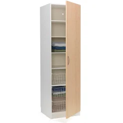 Vaatekaappi Oikea, 600x600x2100mm, valkoinen, koivu