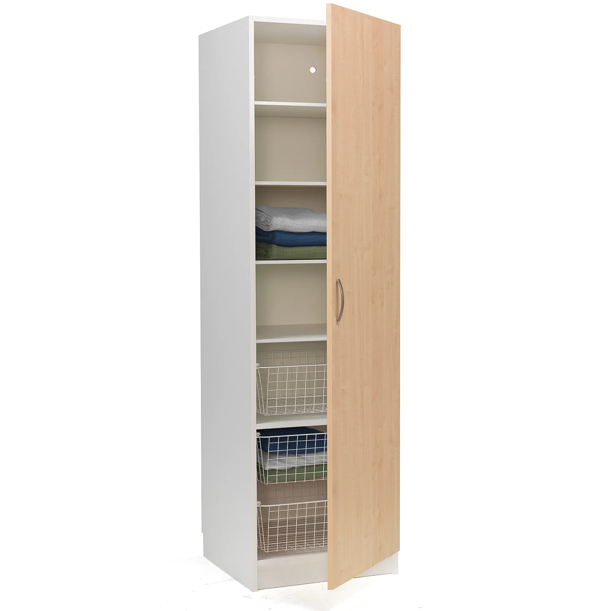 Vaatekaappi Oikea, 600x600x2100mm, valkoinen, koivu