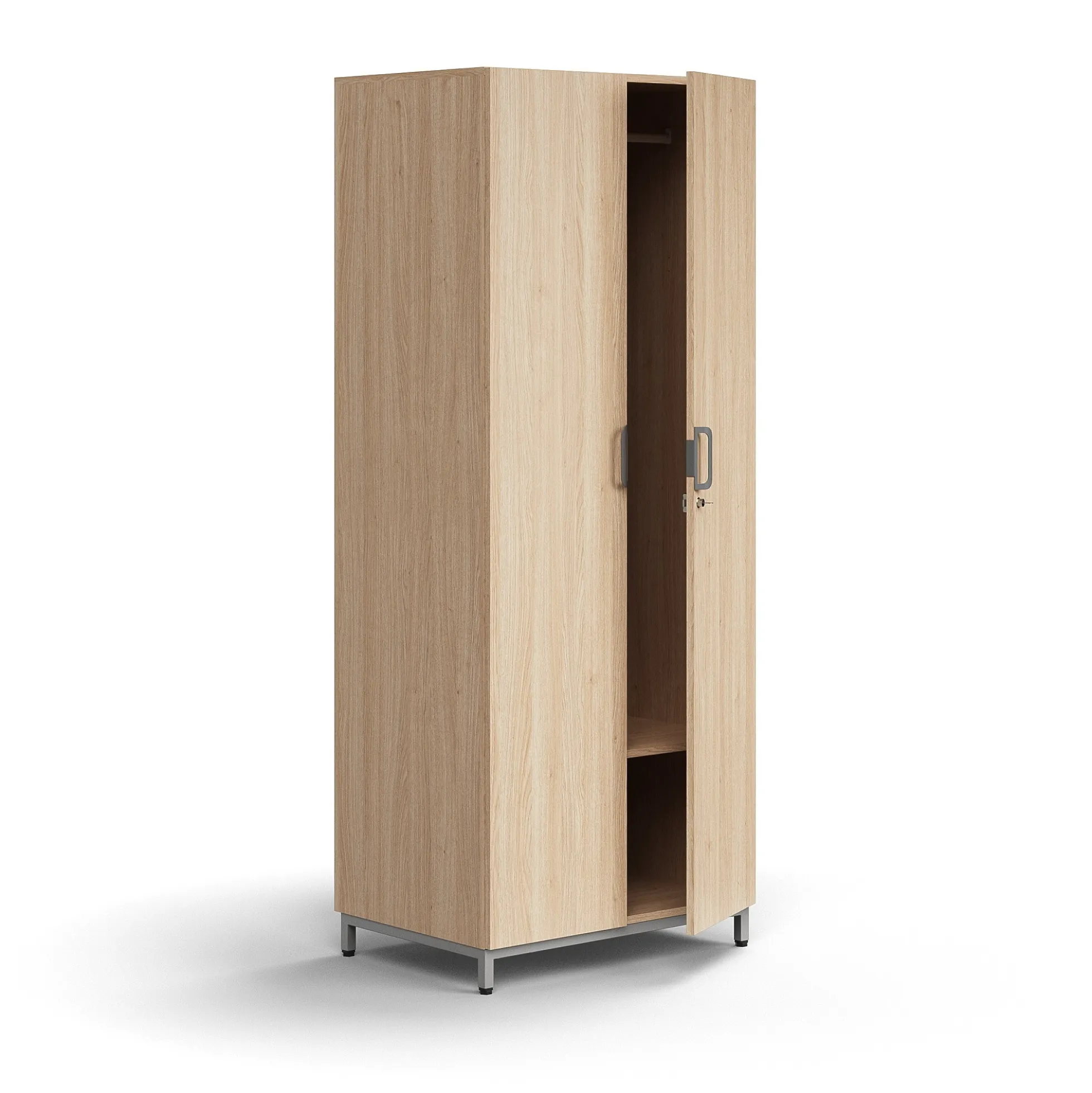 Vaatekaappi QBUS Lukollinen, vaatetanko, jalusta, 2020x800x570 mm, hopea, tammi
