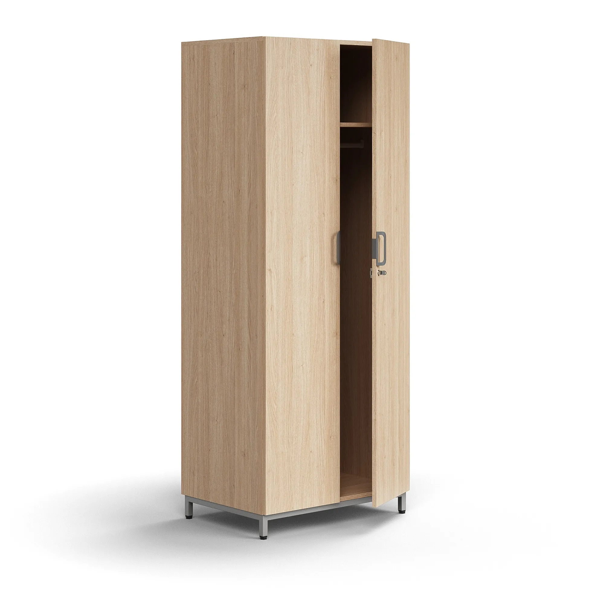 Vaatekaappi QBUS Lukollinen, vaatetanko, jalusta, 2020x800x570 mm, hopea, tammi