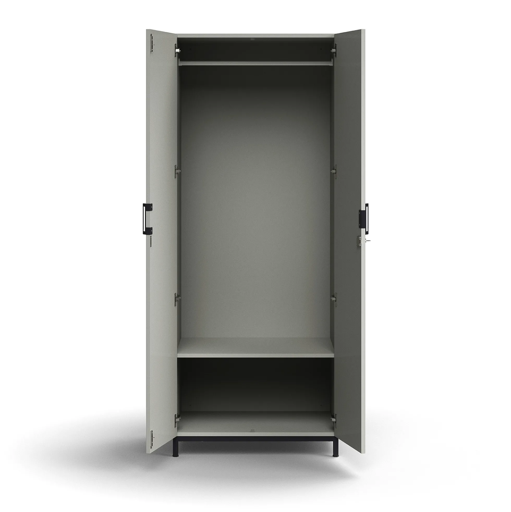 Vaatekaappi QBUS Lukollinen, vaatetanko, jalusta, 2020x800x570 mm, musta, vaaleanharmaa