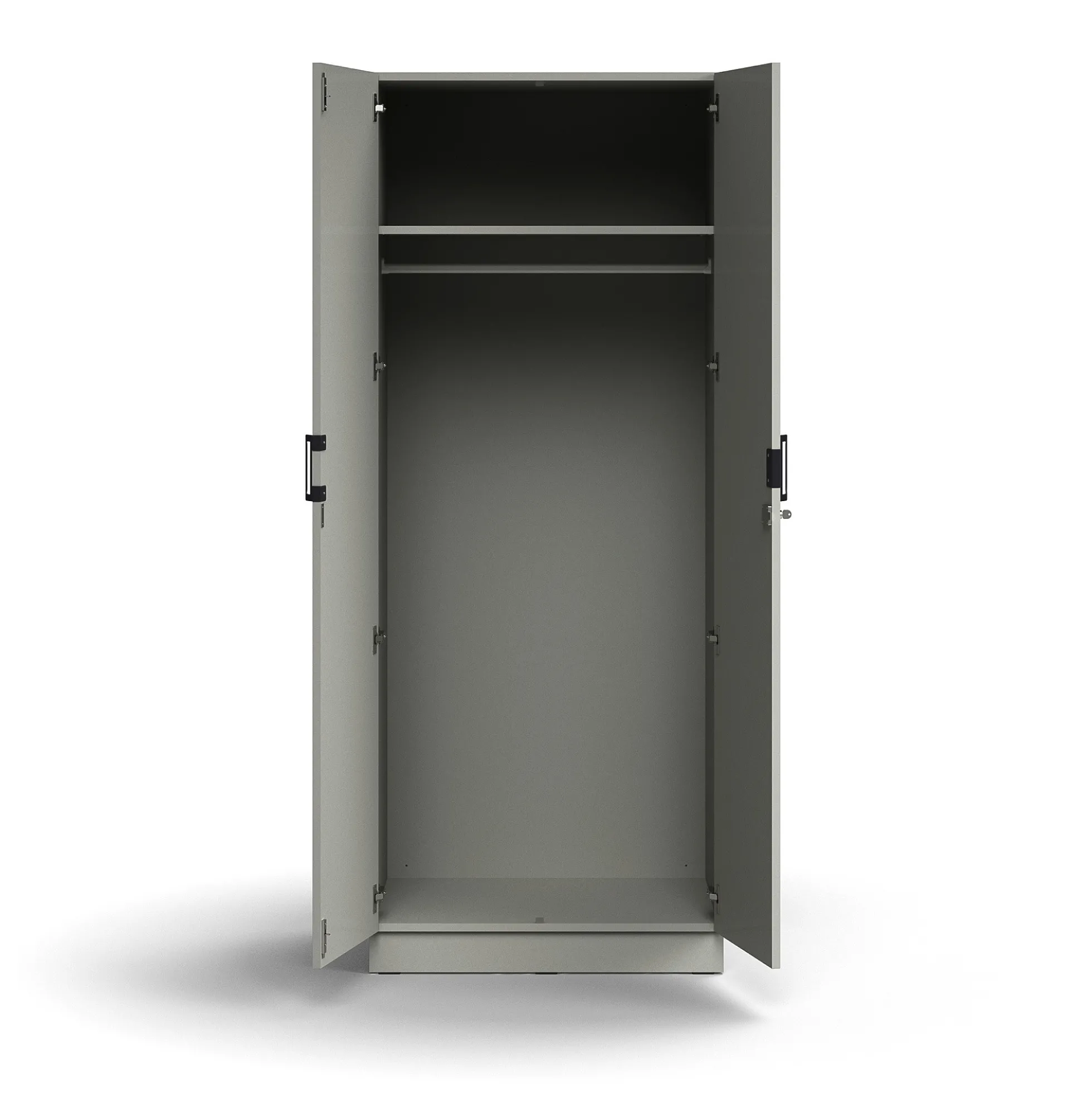 Vaatekaappi QBUS Lukollinen, vaatetanko, sokkeli, 2020x800x570 mm, vaaleanharmaa