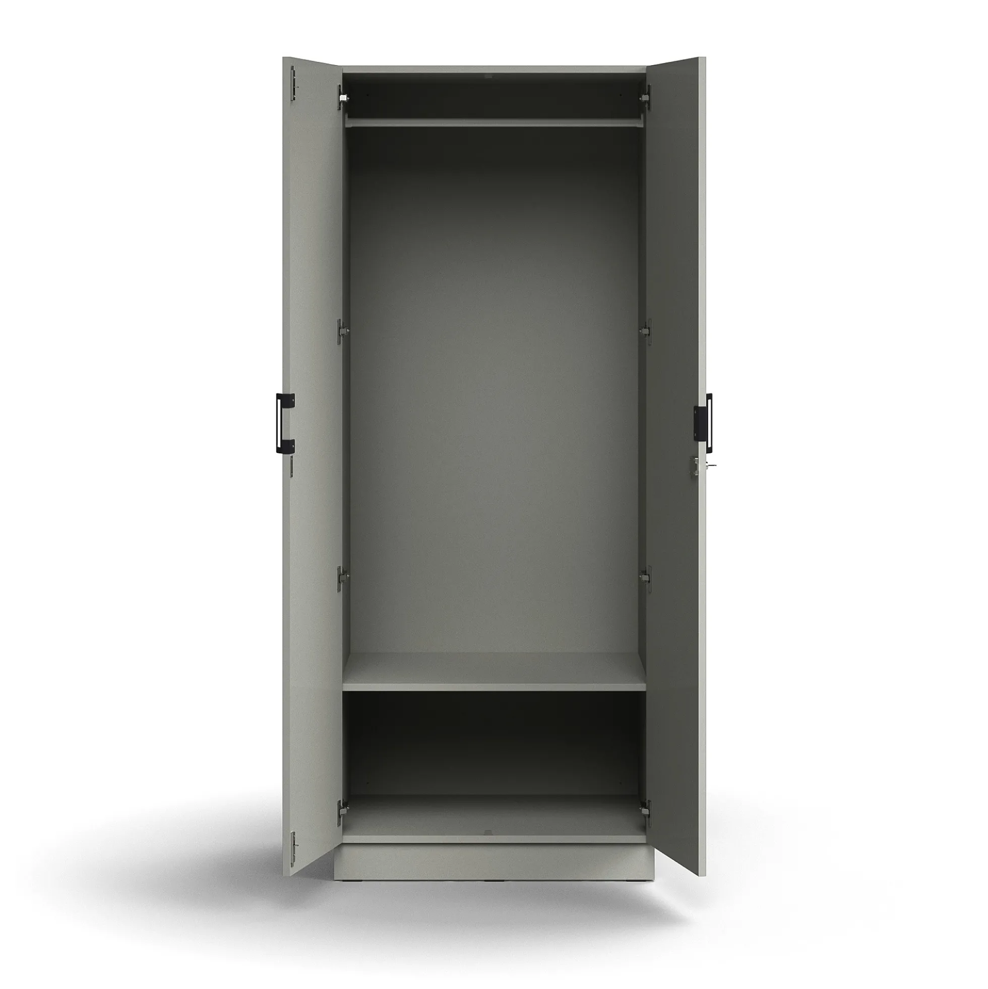 Vaatekaappi QBUS Lukollinen, vaatetanko, sokkeli, 2020x800x570 mm, vaaleanharmaa
