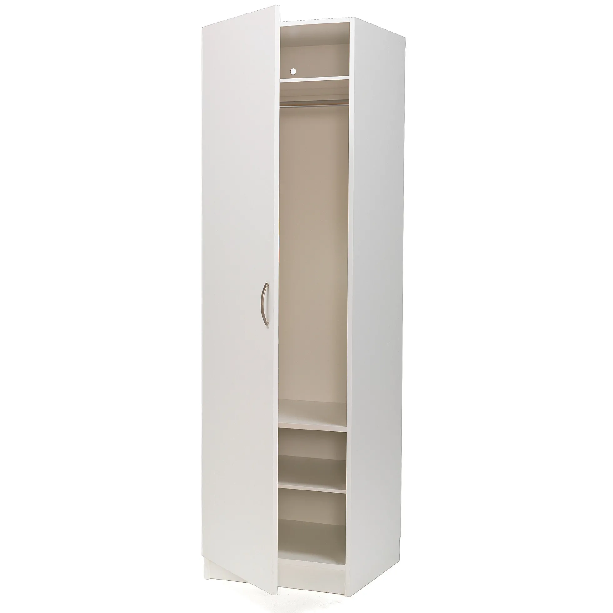 Vaatekaappi 600x600x2100 mm, saranat vasemmalla, valkoinen