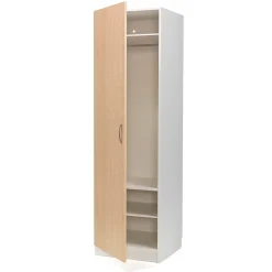 Vaatekaappi 600x600x2100 mm, saranat vasemmalla, valkoinen, koivu