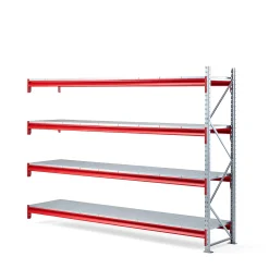 Varastohylly TOUGH Jatko-osa, 2000x2700x600 mm, 4 teräshyllytasoa