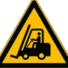 Varoituskyltti Varo kuljetinta, tarra, 200x200 mm