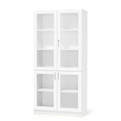 Vitriinikaappi THEO 4 lasiovea, 1000x320x2100 mm, valkoinen
